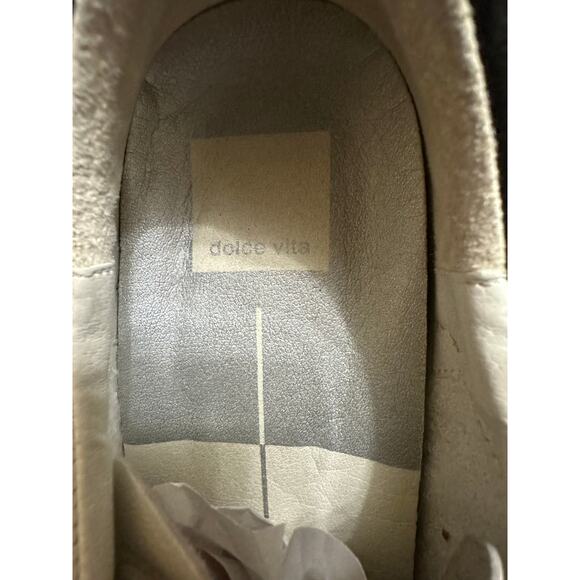 Dolce Vita White Leather Sneakers Black Heel Size 7.5 - Picture 10 of 11